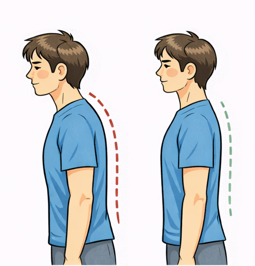 라운드숄더 교정 전후 자세 비교
