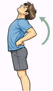 맥켄지 운동 서서 상체 젖히기 동작