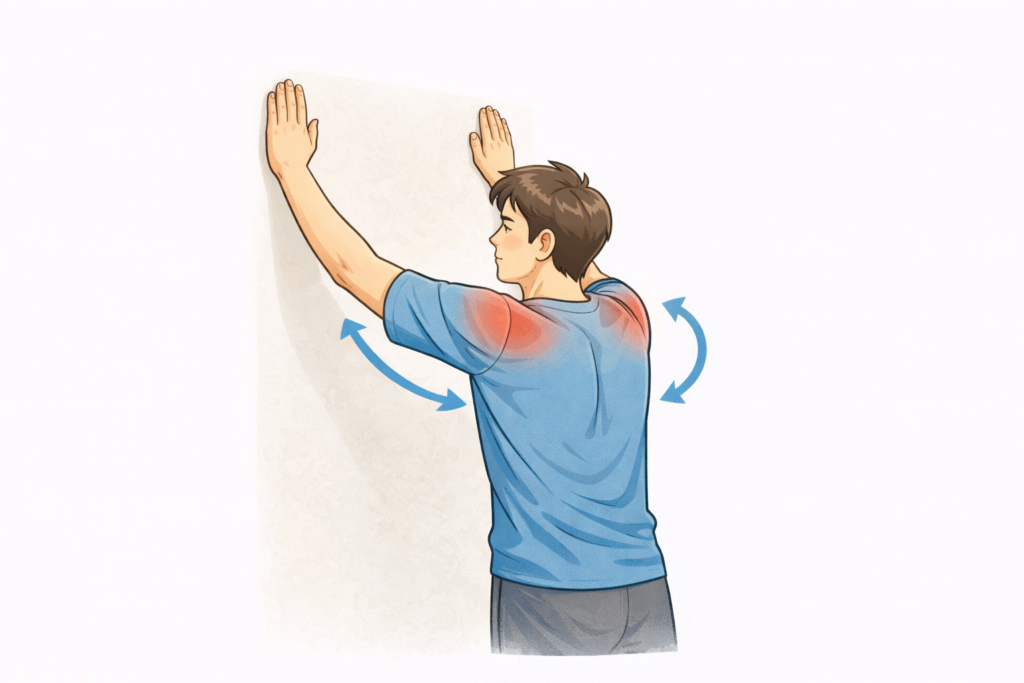 벽을 이용한 어깨통증 운동 방법