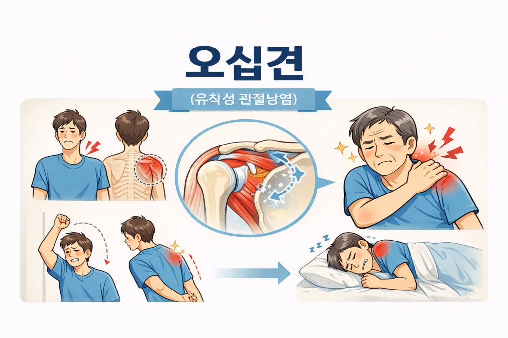 어깨 관절낭의 염증으로 인한 오십견 증상