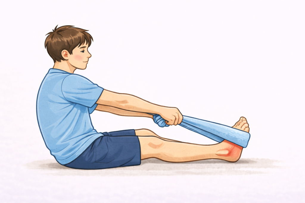 족저근막염 수건을 이용한 스트레칭 