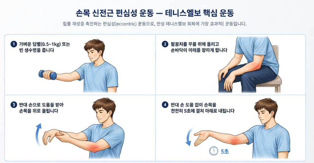 테니스엘보 운동 그림
